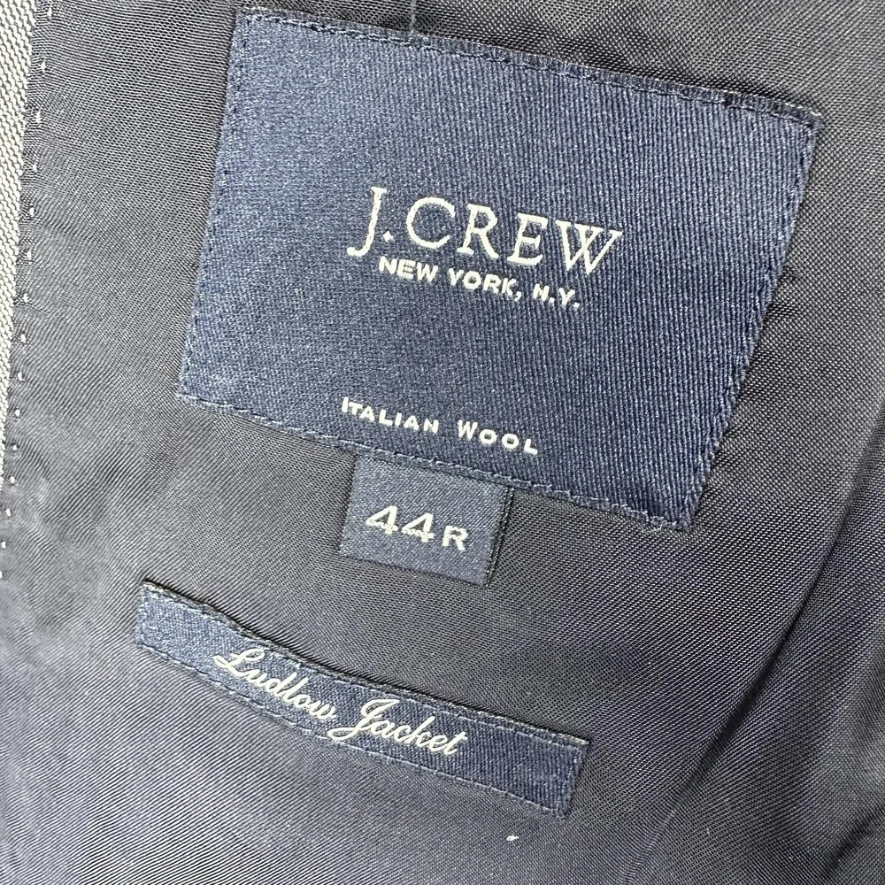 J Crew Ludlow‎ Blazer Mens 44R Gray Wool Two Button Jacket Tollegno 1900